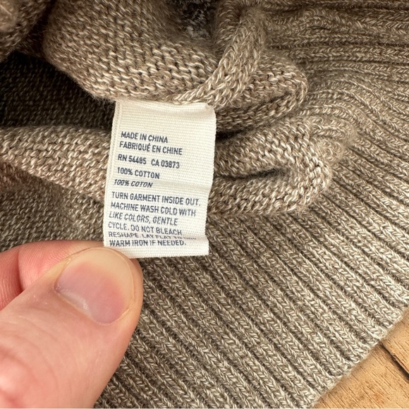 American Eagle Beige Tan Cotton Half Zip & Button Up Knitted Sweater Athletic M - Picture 11 of 11